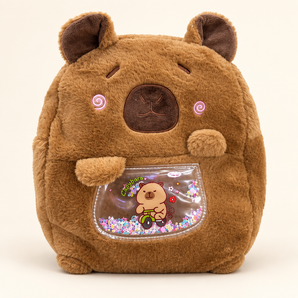 Capybara Kinder-Rucksack aus Plüsch mit Glitzerdetail