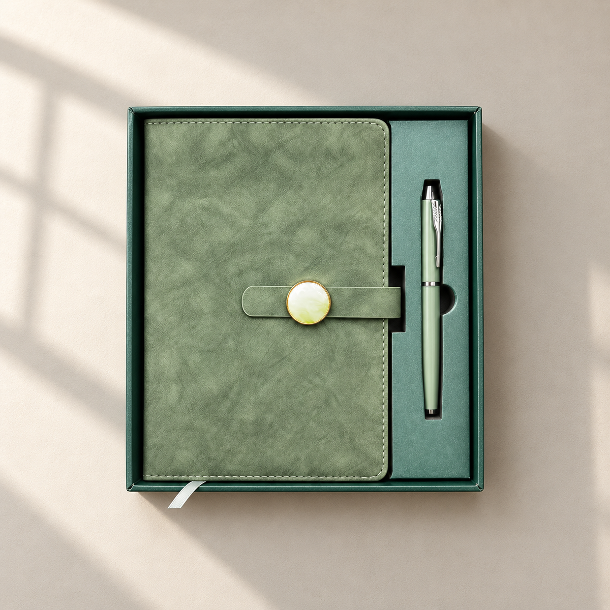 Notizbuch-Geschenkset Salbei – mit passendem Stift
